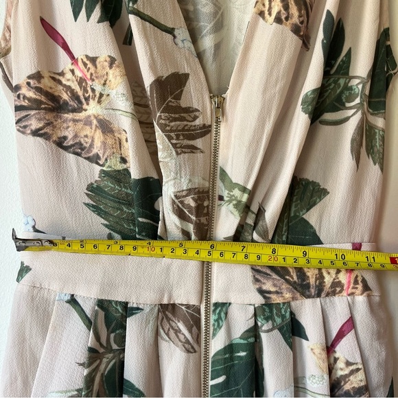 Wildfire Tropical Leaf Print Maxi Dress XS Beige Green Sleeveless Vacation - Picture 6 of 11